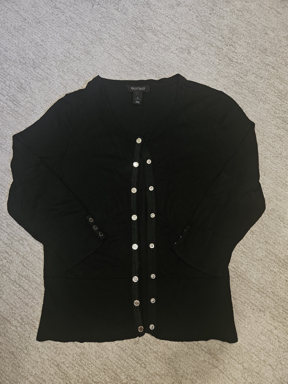 White House Black Market Black Button-Front Sweater